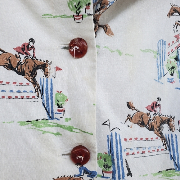 Vintage Chore Jacket 60s 70s Novelty Print Cotton - Picture 5 of 13